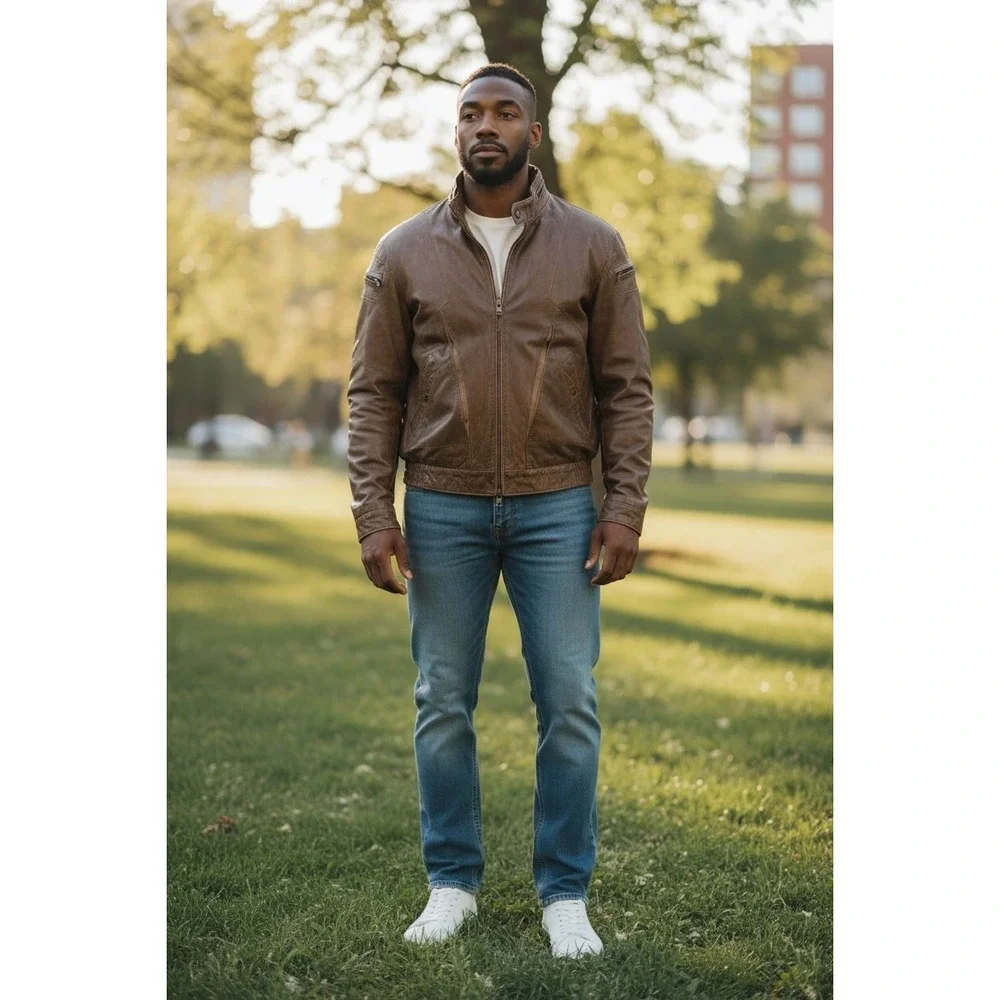 Adventure Bound Originals Mens Brown Leather Bomber Jacket Thinsulate 2X Vintage